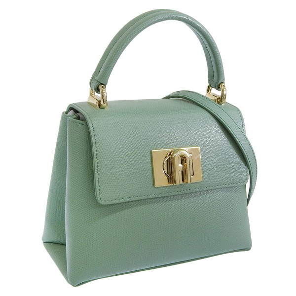スニダン0125　【美品】FURLA ダークグリーン トートバッグ フルラ FURLA MARGHERITA MINI TOP HANDLE （グリーン） -靴