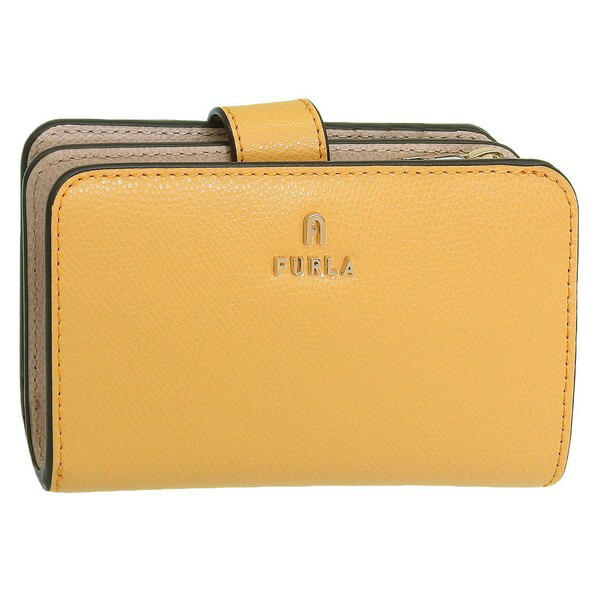 フルラ 紙入れ レディース 二つ折り紙入れ なめし革 黄色×ベージュ FURLA CAMELIA M COMPACT WALLET WP00314ARE0003592S FURLA