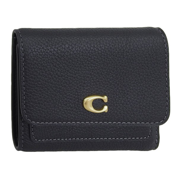 コーチ職 紙入れ レディース 二つ折り紙入れ 逃げ口 なめし革 黒いこと LEATH ESS FLAP WALLET CAO13B4BK COACH