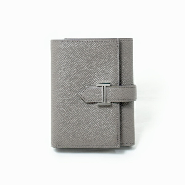 エルメス HERMES 二つ折り金入れ ベアン パウダーコンパクト ウォレット エトゥープ×しろがね色 Bearn Compact wallet H039790CK18