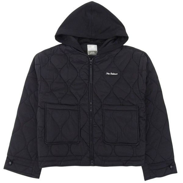 ニューバランス 衣類 レディース 95(L) パデッドジャケット ブラック W Hood quilted semi-crop padded jacket NBNQE4W902-BLACK95 NEW BALANCE｜marcadimoda