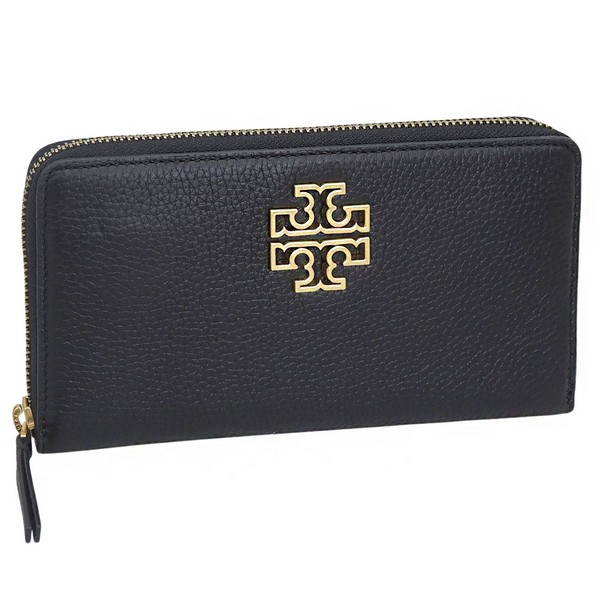 トリーバーチ 財布 レディース 長財布 アウトレット レザー ブラック BRITTEN ZIP CONTINENTAL 141004-001 TORY BURCH