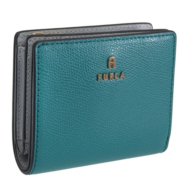 フルラ 財布 レディース 二つ折り財布 レザー グリーン×グレー FURLA CAMELIA S COMPACT WALLET L ZIP WP00307ARE0004505S FURLA