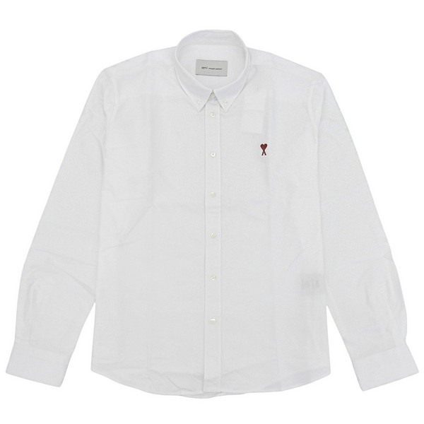 アミ パリス 衣類 メンズ シャツ M コットン ホワイト BFUSH063C00031NAM AMIPARIS｜marcadimoda