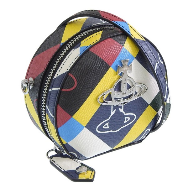 ヴィヴィアンウエストウッド 御徒面子 レディース 青みマルチ ORB AND MINI ROUND CROSSBODY ORB AND HEART CHECK 43030101S000CO313 VIVIENNE WESTWOOD