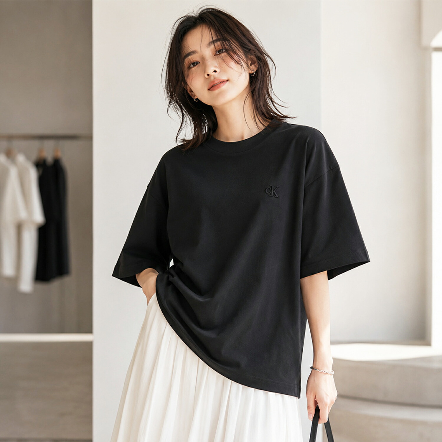 カルバンクライン 御召しもの プルオーバー COOL JERSEY BACK LOGO TEE メンズ レディース 黒いこと CALVIN KLEIN