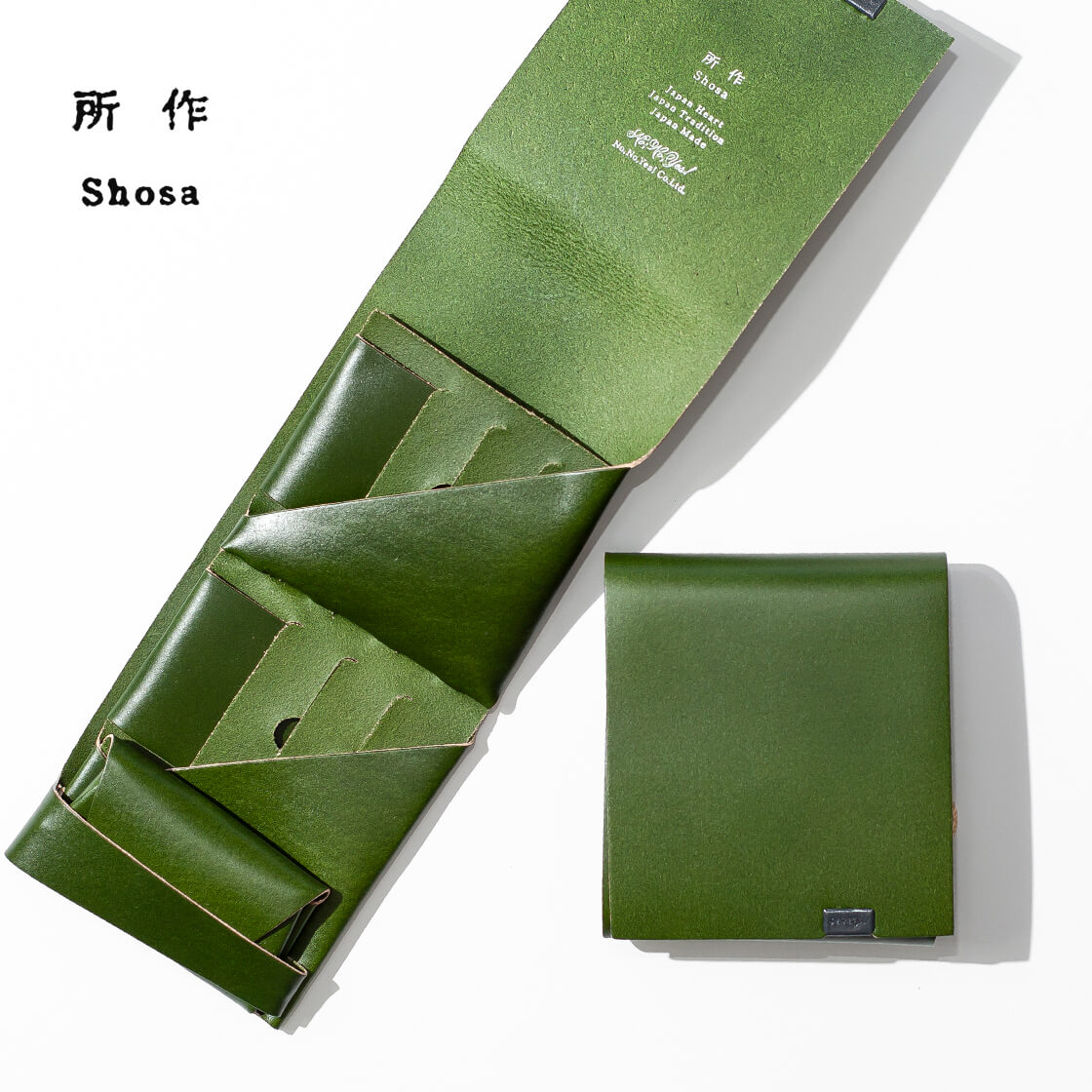所作 shosa 三つ折り財布 ショートウォレット2.0 抹茶 本革 レザー 日本製 メンズ レディース