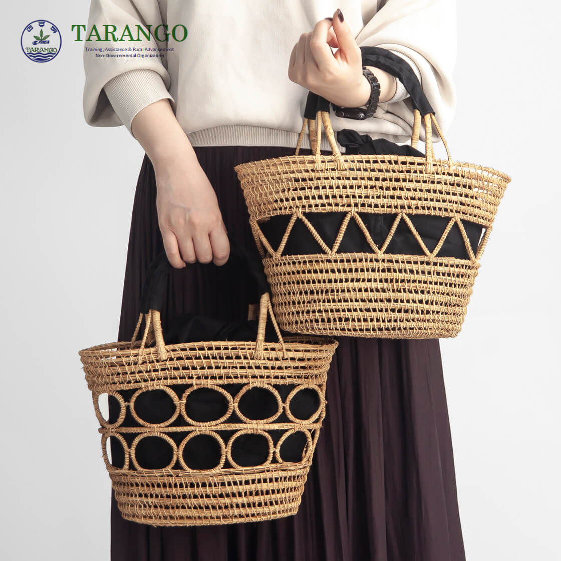 TARANGO タランゴ パームファイバー 手編み かご御徒面子 はだ着御徒面子付き添い人 レディース