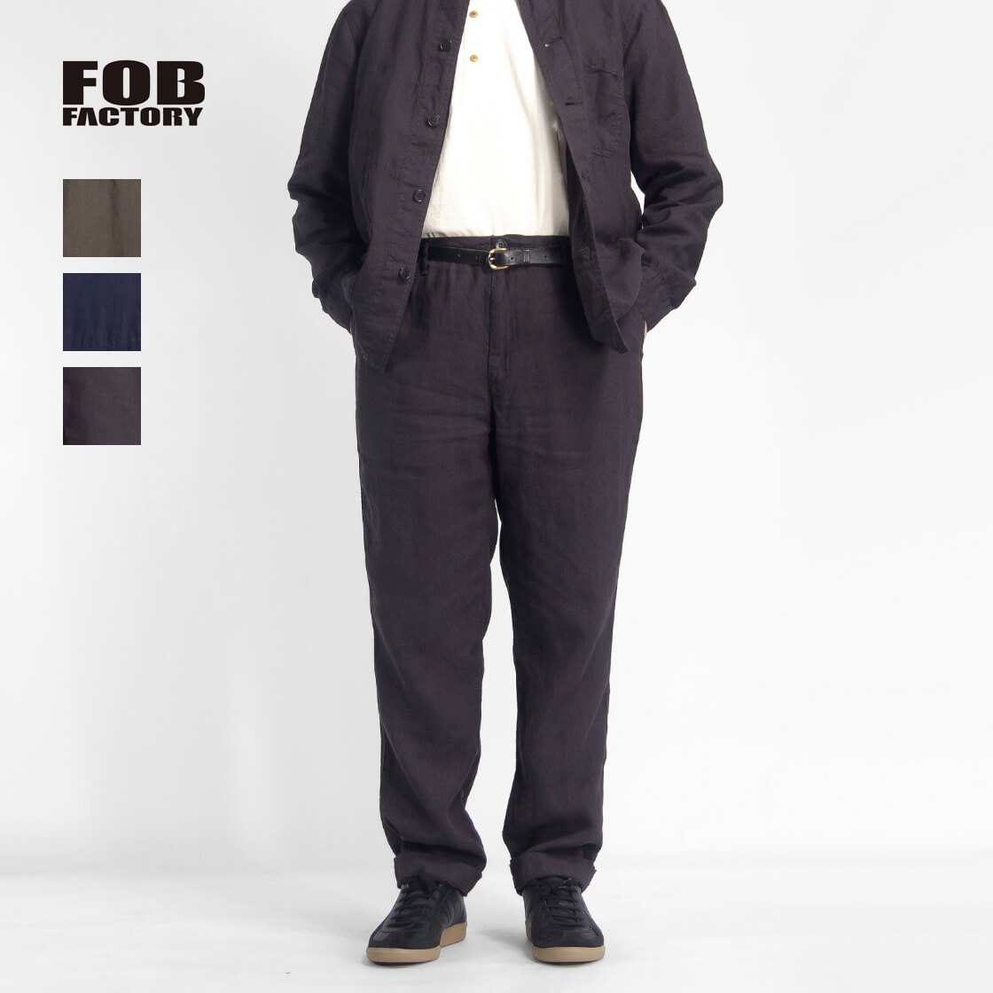 FOB FACTORY FOB製造所 麻100％ ヘンプ イージーパンツ セットアップ相応う 日本製 メンズ