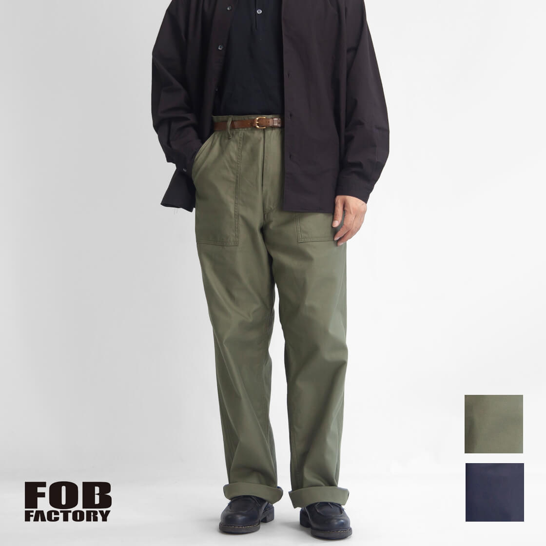 FOB FACTORY FOBファクトリー バックサテン ベイカーパンツ タイプ2 F0540 ファティーグパンツ 日本製 メンズ|MARC ARROWS店