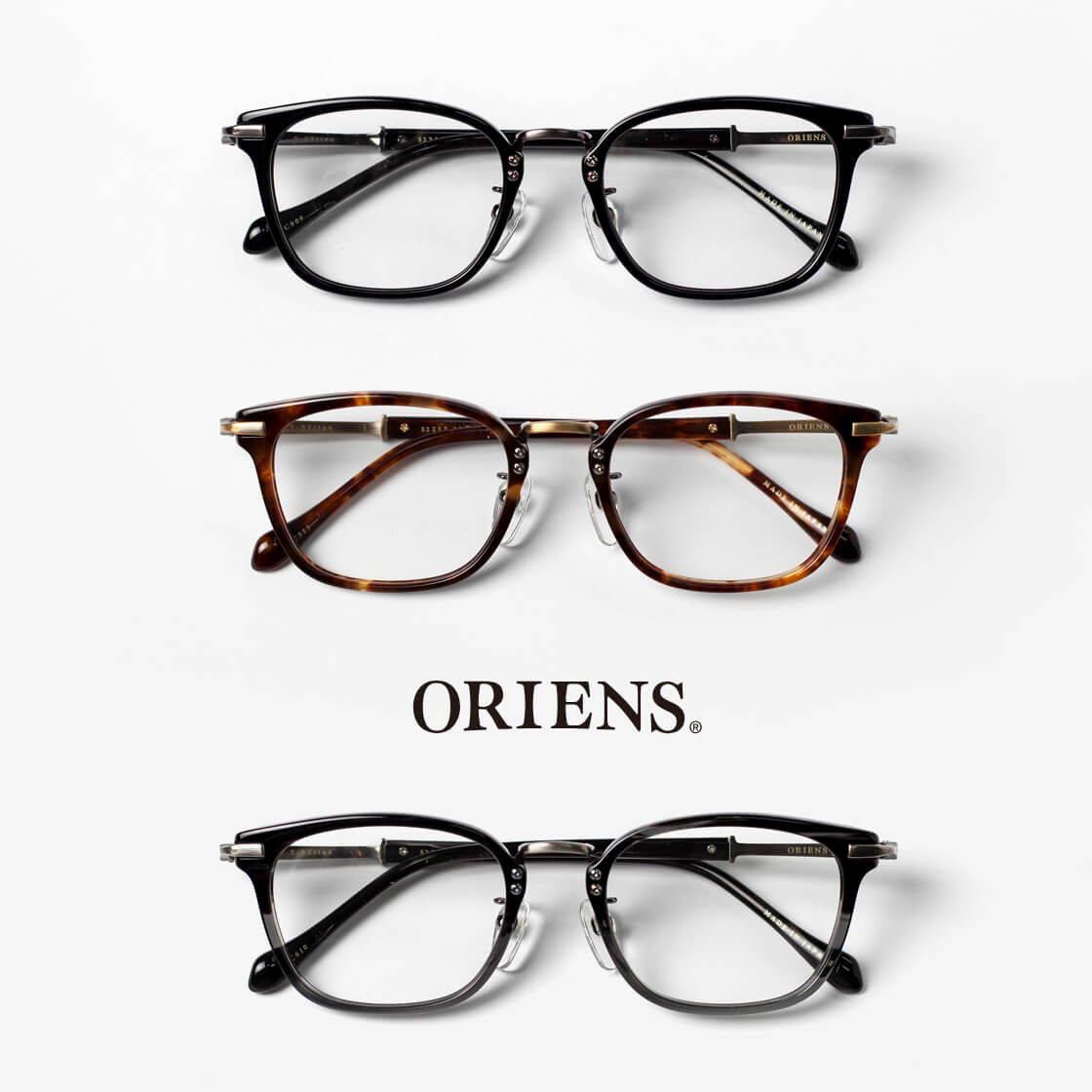 ORIENS オリエンス ウェリントンフレーム コンビ チタン S2213 日本製 鯖江 メガネ 度付き 伊達｜MARC ARROWS店