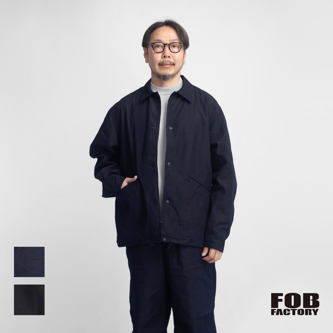 FOB FACTORY FOBファクトリー F2462 インディゴナイロン コーチジャケット セットアップ対応 日本製 メンズ｜MARC ARROWS店 18,480円