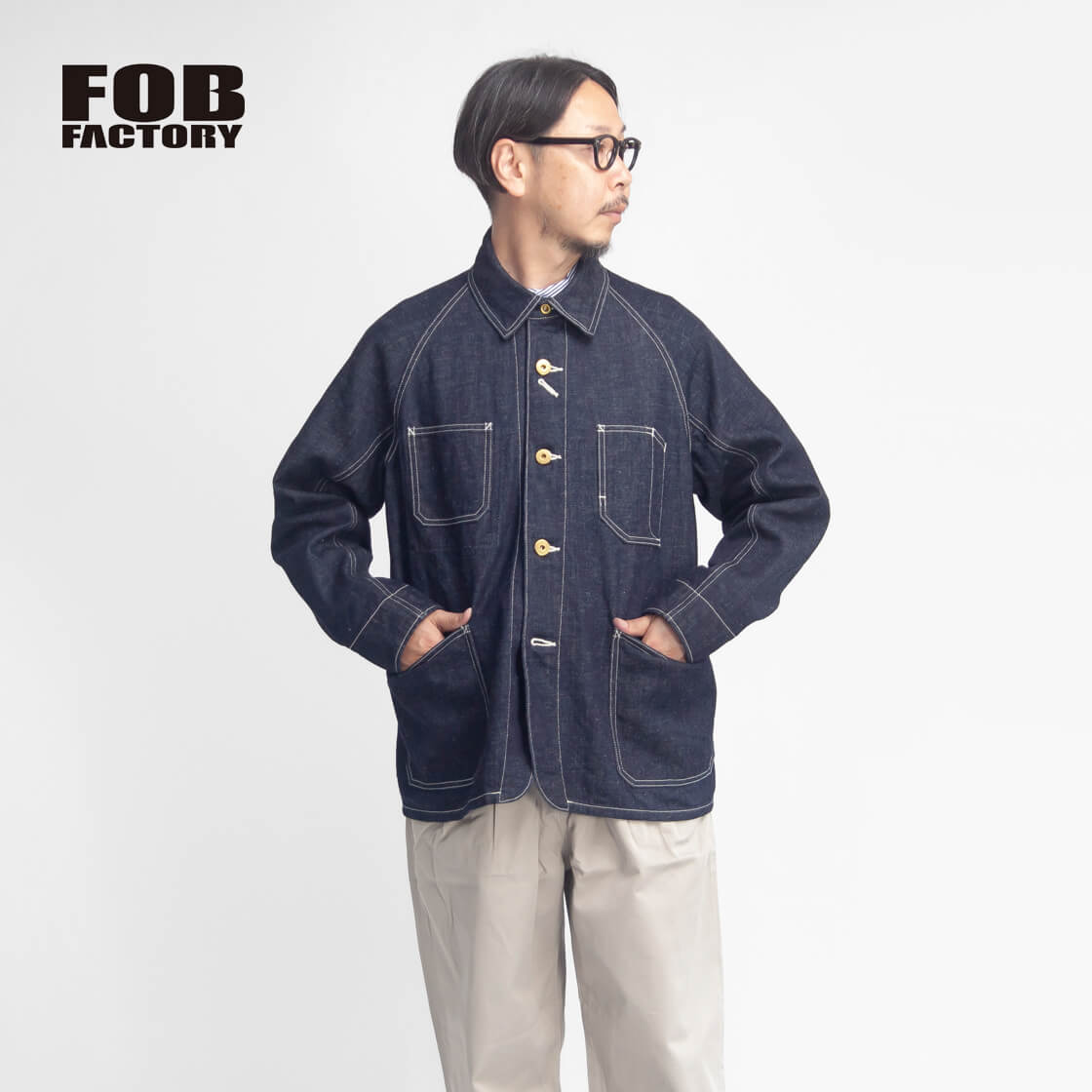 FOB FACTORY FOB製造所 ヘンプデニム 取りまかなう櫂 F2410 セットアップ相応う 日本製 メンズ