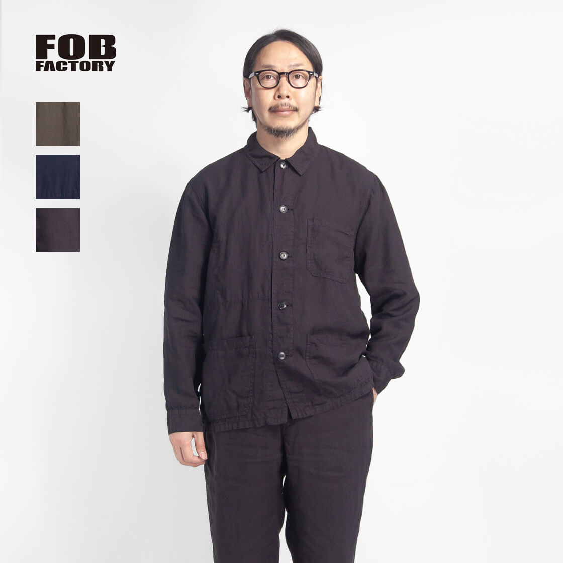 FOB FACTORY FOB製造所 麻100％ ヘンプ 取りまかなう櫂 プルオーバー上衣 セットアップ相応う 日本製 メンズ