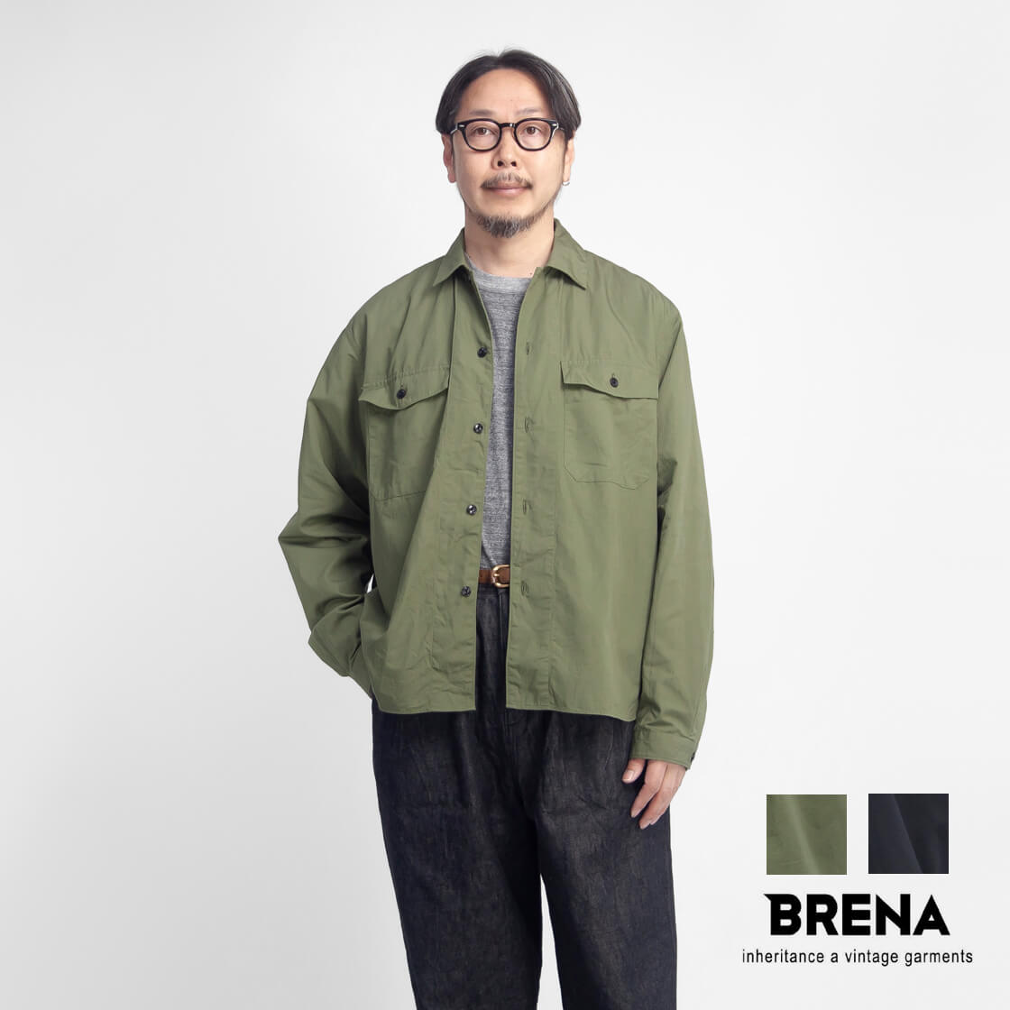 BRENA ブレナ FLAP コットンリネンウェザー ワークシャツ 日本製 メンズ|MARC ARROWS店