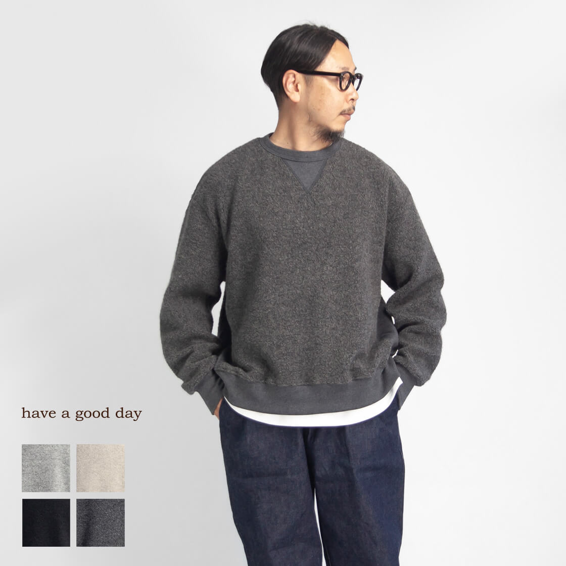 【セール価格】have a good day ハブアグッドデイ ウールパイル プルオーバーニット 日本製 メンズ｜MARC ARROWS店