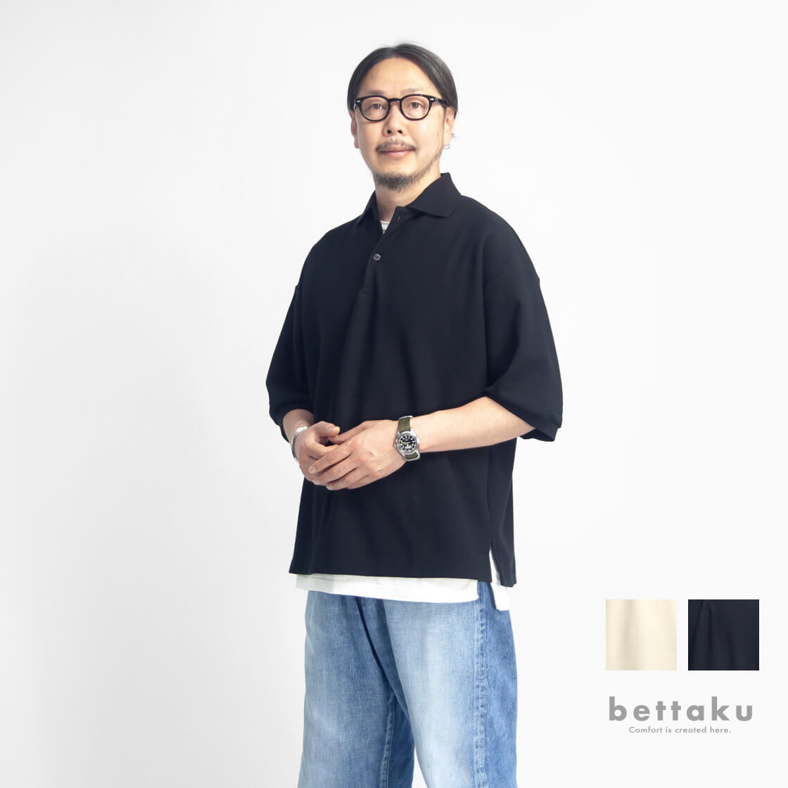 【セール価格】Bettaku ベッタク 鹿の子 3タックポロシャツ 日本製 メンズ