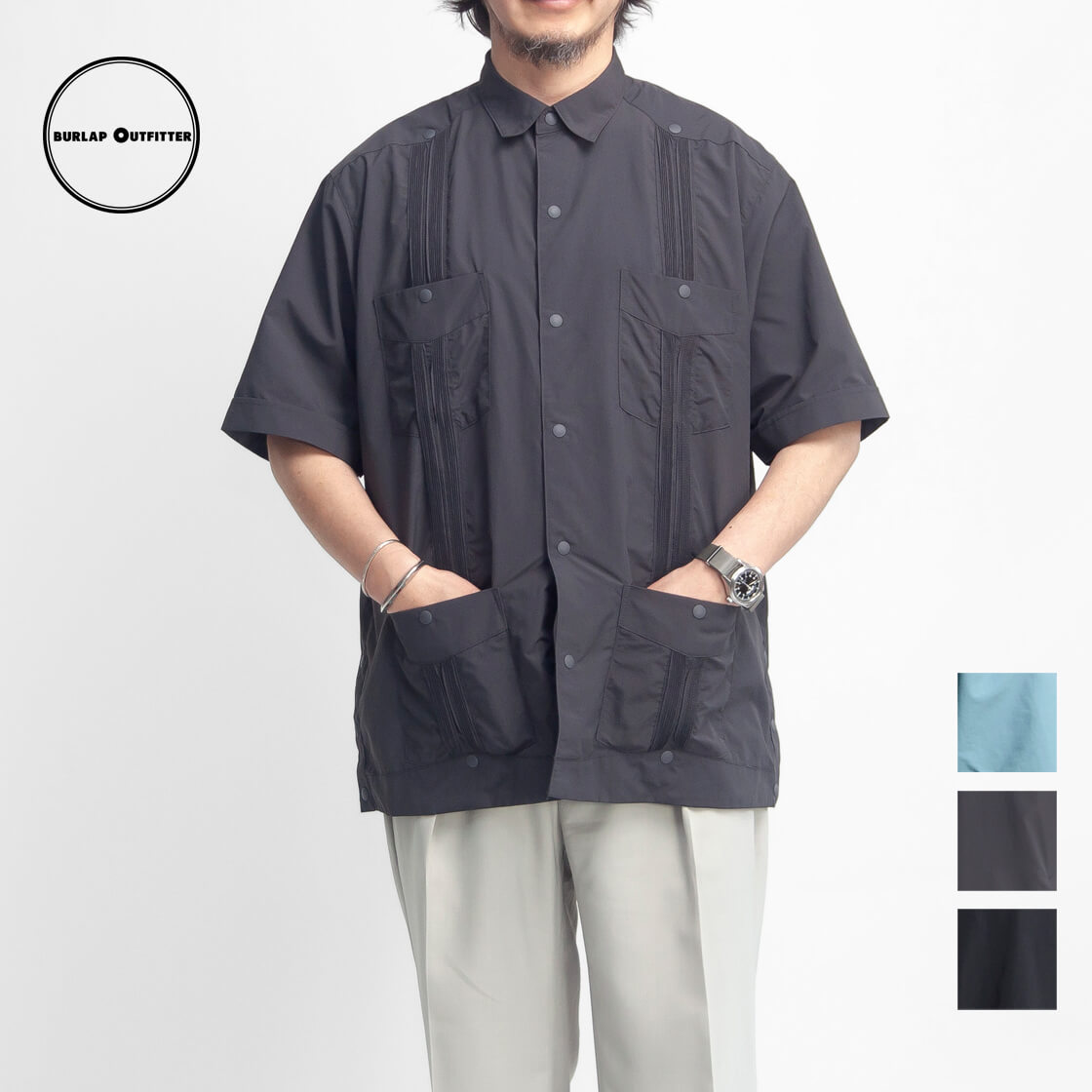 【セール価格】BURLAP OUTFITTER バーラップアウトフィッター SUPPLEXナイロン キューバシャツ グアジャベーラ メンズ