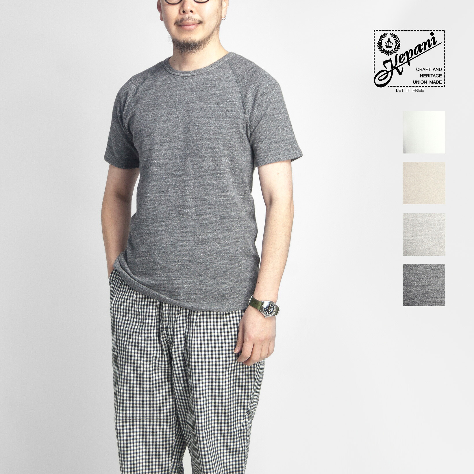 【セール価格】Kepani ケパニ スパンフライス ラグランスリーブ Tシャツ 日本製 メンズ