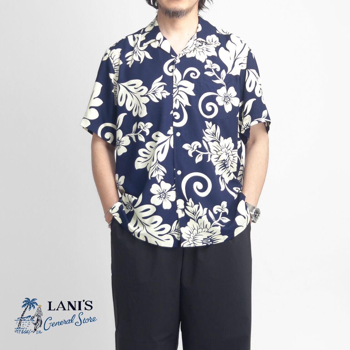 LANI&rsquo;S General Store ラニーズジェネラルストア ボタニカル総柄 レーヨン アロハシャツ メンズ｜MARC ARROWS店 15,840円