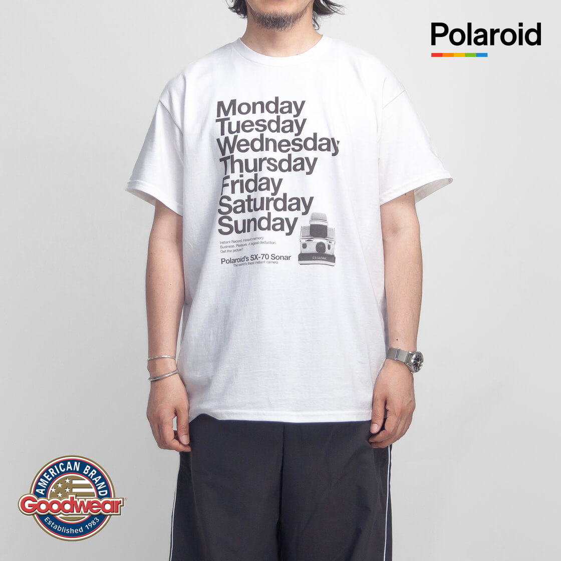 【セール価格】Goodwear グッドウェア Polaroid ポラロイド 1WEEK TEE プリントTシャツ Vintage Collection メンズ
