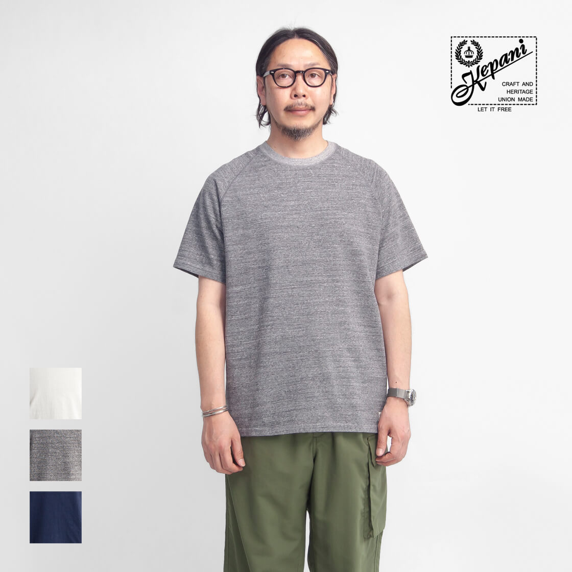 Kepani ケパニ ラフィー天竺 ラグランスリーブTシャツ RAGLAN SLEEVE T 日本製 メンズ