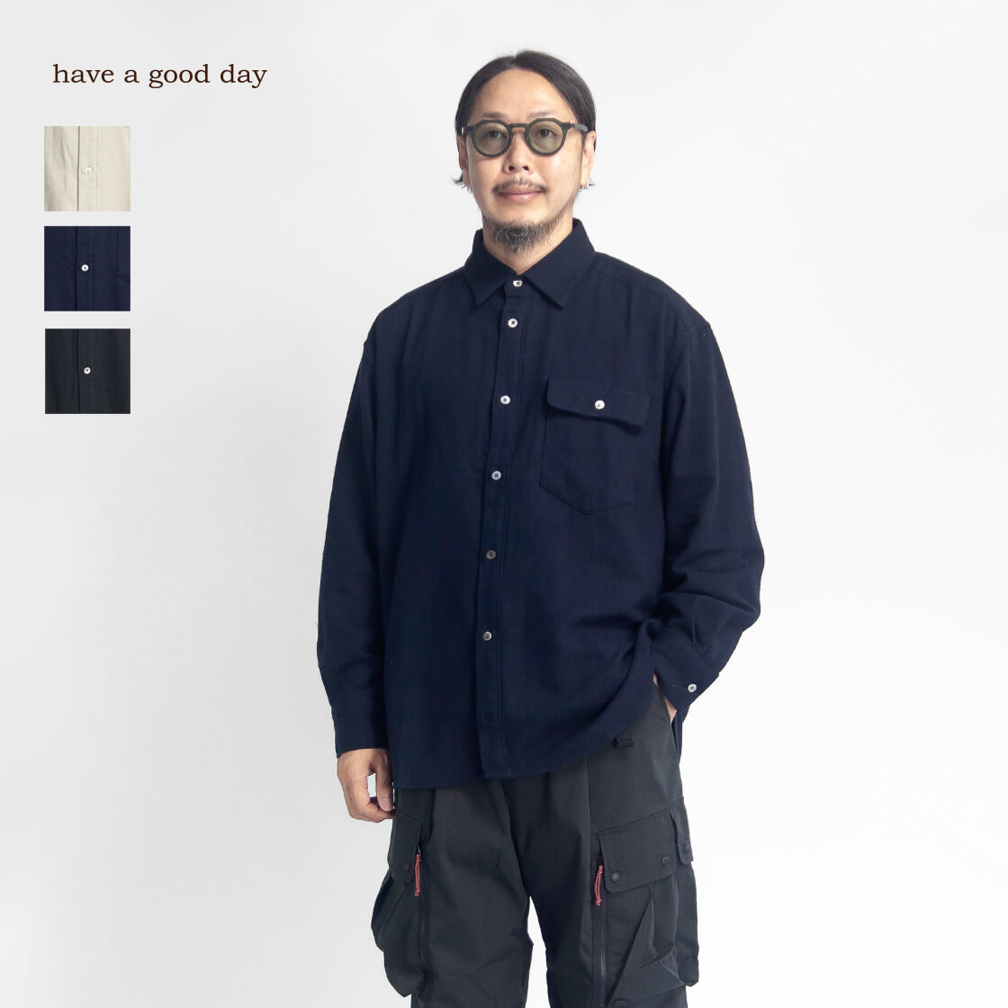 【セール価格】have a good day ハブアグッドデイ コットンシルクフラップシャツ 日本製 メンズ