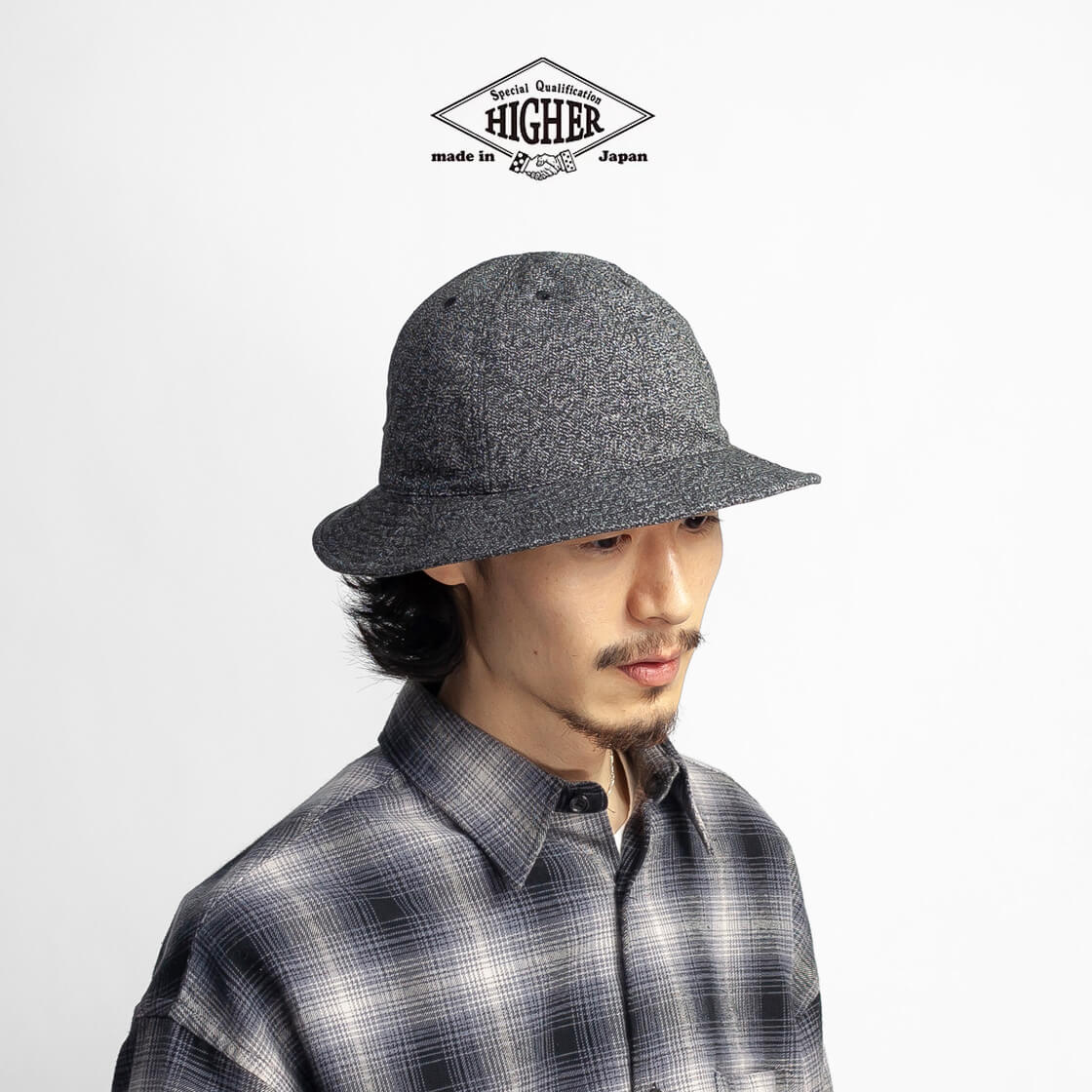 HIGHER ハイヤー フレンチオックスフォード シンチバック かぶり笠 鳥打ち帽 日本製 メンズ レディース ユニ一発やる
