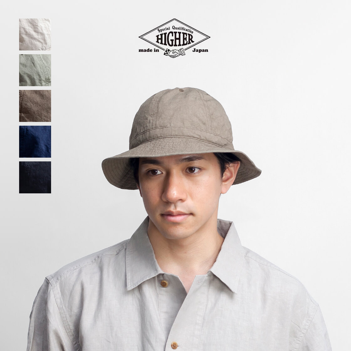 HIGHER ハイヤー 綿麻気象状況 6ダイアログボックスかぶり笠 かぶり笠 日本製 メンズ レディース ユニ一発やる