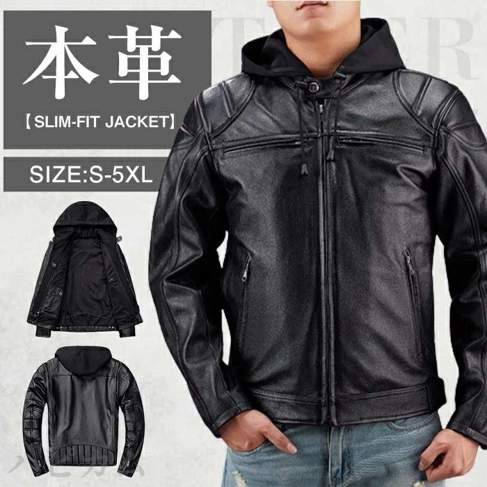 【百貨店SALE制限事項二分の一OFF】THOM WILLS S~5XL 本革上衣 牛皮 男 なめし革上衣 飛翔上衣 ボンネット付き添い人 脱着能力のある 本革 革ジャン ヴ