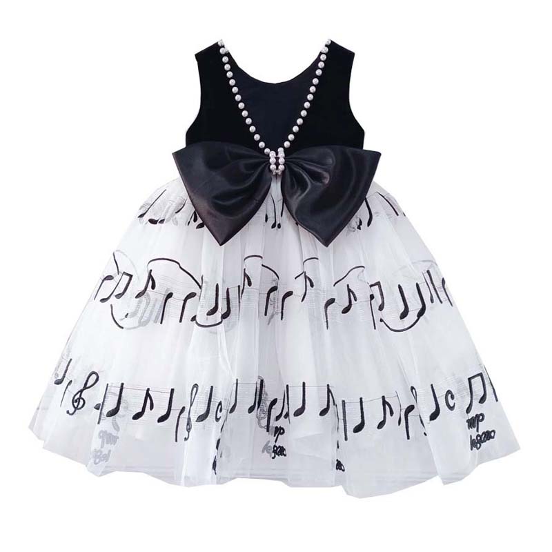 楽天市場】子供ドレス 演奏会 音符柄 ピアノ ノースリーブ ブラック