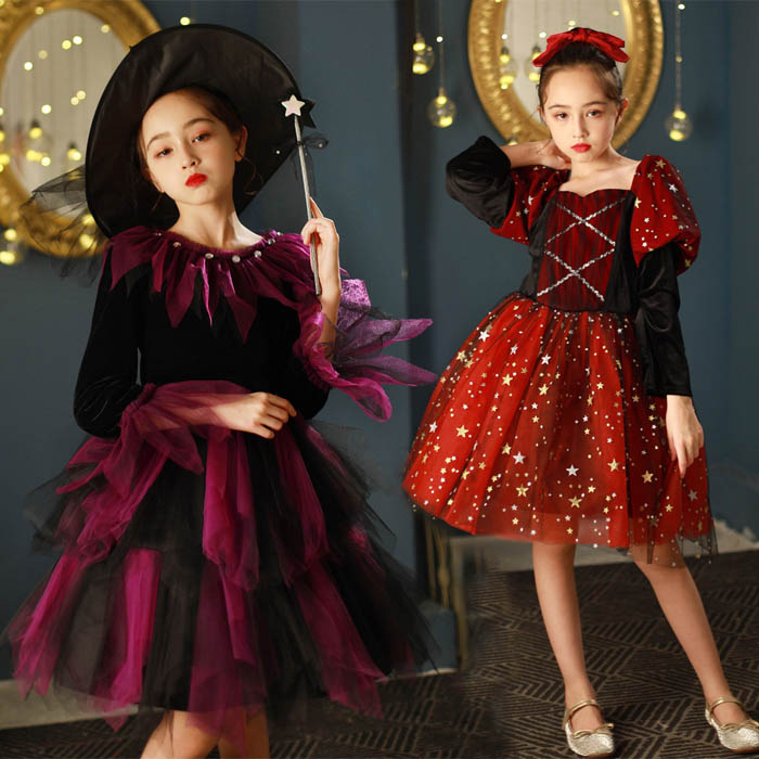 送料無料 女の子 ハロウィン コスプレ 衣装 ワンピース 子供服 3点セットキッズ 魔女 妖精 精霊 魔法使い ドレス ハロウィン コスチューム プレゼント パーティー 演出 舞台服 文化祭 学園祭 可愛い お遊戯会 cosplay イベント服 100 110 120 130 140 150 160