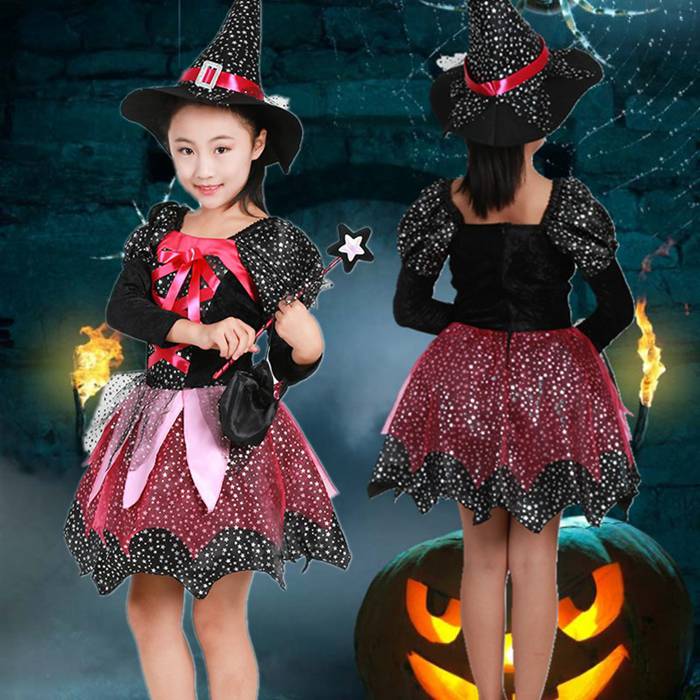 送料無料 女の子 ハロウィン 衣装 ワンピース 子供 キッズ 魔女 仮装 ハロウィン コスプレ 悪魔 コスチューム 帽子付き 魔法使い ドレス プレゼント パーティー 演出 舞台服 文化祭 学園祭 可愛い お遊戯会衣装 cosplay 100 110 120 130 140 150 160