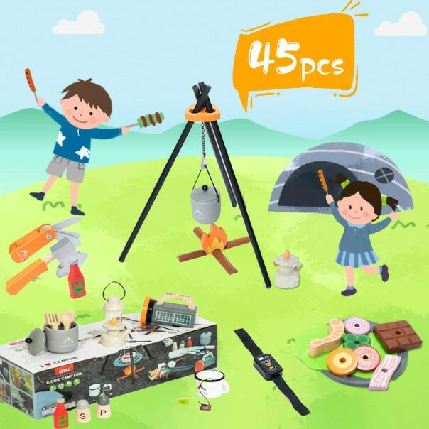 キャンプセット おもちゃ 焚き火 キャンプファイア キャンプごっこ おままごと 野菜 果物 男の子 女の子 室内 室外遊具 アウトドア 収納