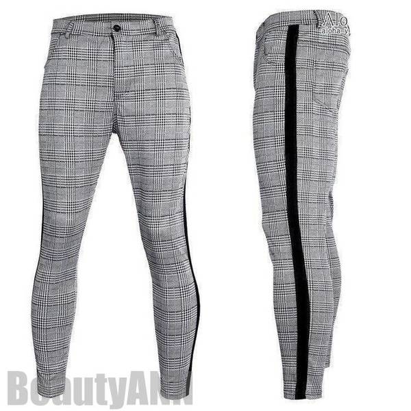 楽天市場】新生活 メンズ スキニーパンツ サイドライン チェック柄