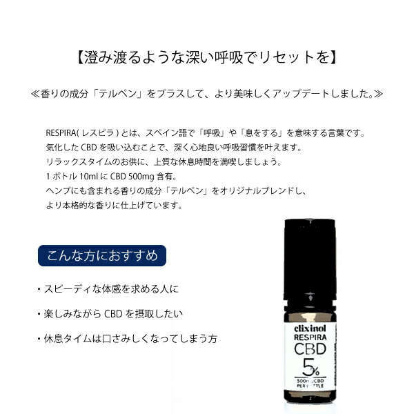 エリクシノール CBDオイル レスピラ500mg elixinol cbd