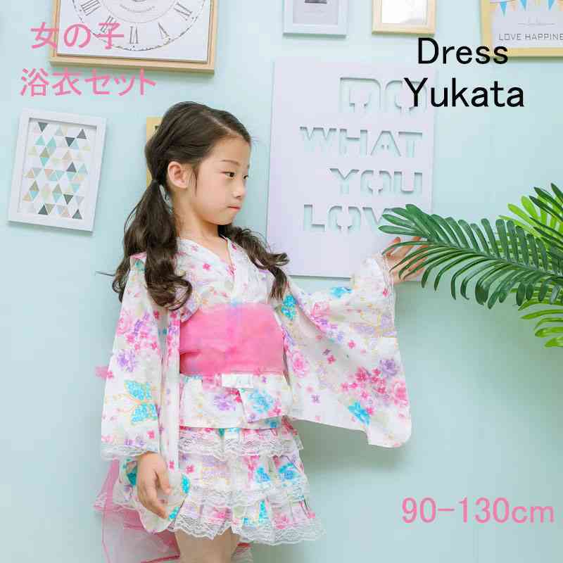 【新品タグ付】チェリー柄　浴衣ドレス　100cm 楽天市場】100cm ドレス（浴衣｜和服）：キッズファッション