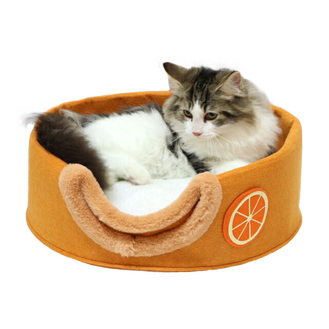 【楽天市場】【スーパーSALE 15％OFF】猫ベッド キャットハウス 小型犬 ニャンともデザートパイ オレンジ ペッツルート 冬用 暖かい