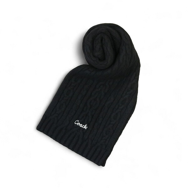 コーチ COACH マフラー EMBROIDRED CABLE KNIT MUFFLER CCL89-BLK ユニセックス BLACK ブラック|marcoplus