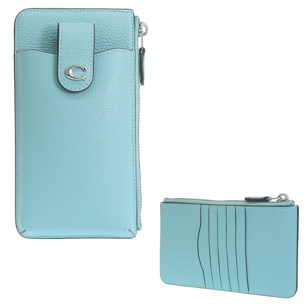 コーチ職 COACH 長紙入れ スマホウォレット 逃げ口 なめし革 ともし火青み エッセンシャル フォーン ESS PP PHN WLT CJ866LHVSE LH/FADED BLUE