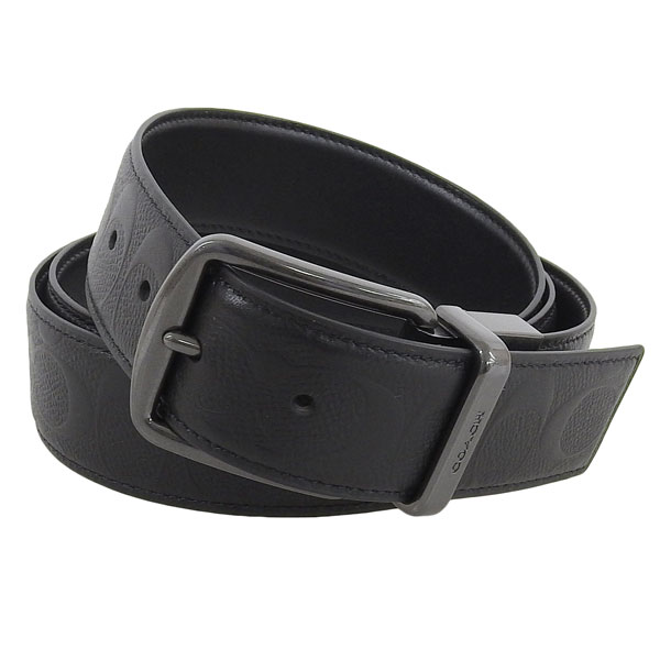 コーチ職 COACH 胴締め 逃げ口 馬具バックル カットトゥサイズ リヴァーシブル 38粍 WHRN CTSR SIGL BELT CQ024BLK 黒いこと
