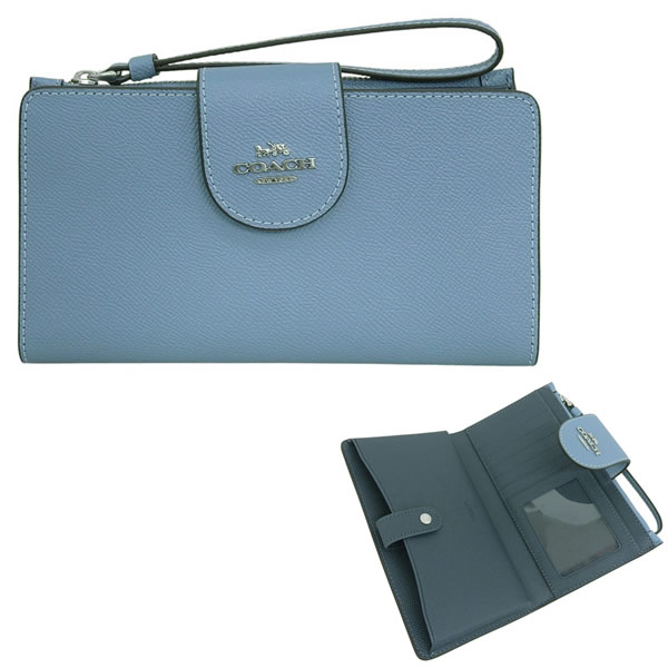 コーチ COACH 長財布 アウトレット フォーン ウォレット XGRN PHONE WALLET CS441SVPUB ブルー｜marcoplus