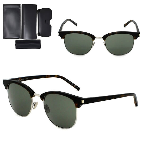 サンローラン サングラス SAINT LAURENT SL 108-015 サングラス SL108-015 ノーズパット ハバナ シルバー グリーン メンズ レディース ユニセックス|marcoplus