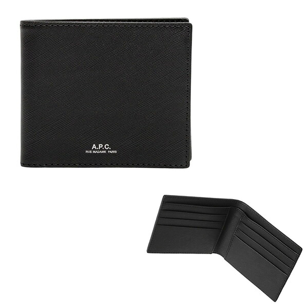 アーペーセー 紙入れ A.P.C 二つ折れ紙入れ 折り畳み 御釣り入れ絶無 SMALL LEATHER GOODS PORTEFEUILLE ALY H63153-PXBJQ-LZZ 黒いこと