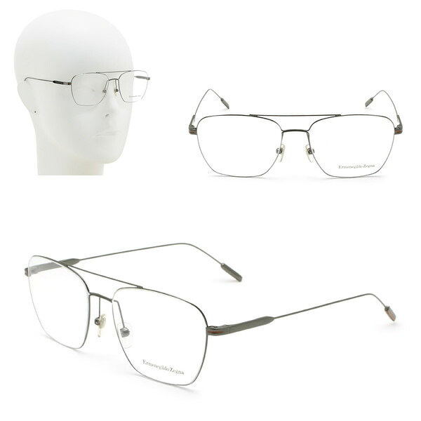 ゼニア フレームのみ ZEGNA EZ5206/V 008 54 Ermenegildo Zegna エルメネジルド・ゼニア メガネ 眼鏡 ガンメタル キャメル