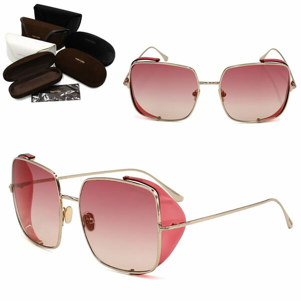 トムフォード サングラス TOM FORD FT0901/S 28T 60 TF0901 ゴールド ピンクグラデーション ノーズパット サイドシールド レディース