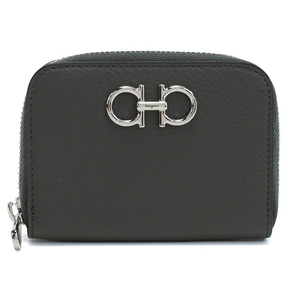 フェラガモ FERRAGAMO 小銭入れ コインケース ガンチーニ 22-0406 0763015 DARK GREY グレー系