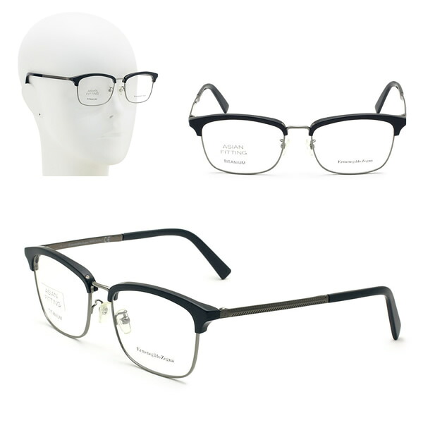 ゼニア フレームのみ ZEGNA EZ5115-D/V 090 55 Ermenegildo Zegna エルメネジルド・ゼニア メガネ 眼鏡 アジアンフィット ネイビー