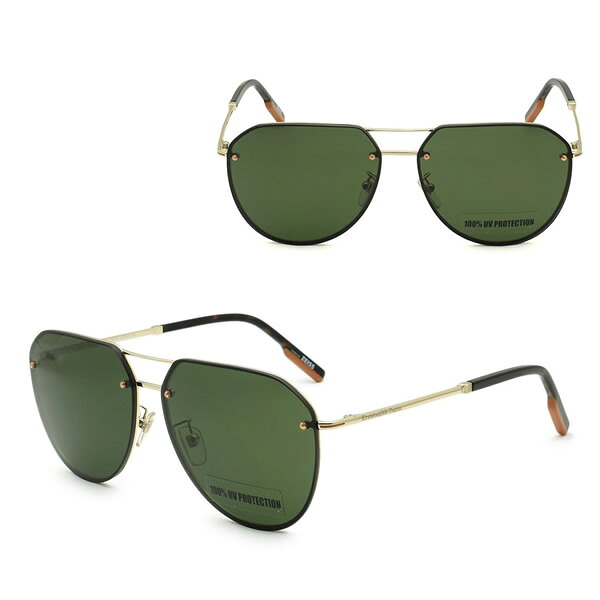 ゼニア サングラス ZEGNA EZ0179-D/S 32N 63 Ermenegildo Zegna エルメネジルド・ゼニア サングラス ノーズパッド UVカット ゴールド グリーン