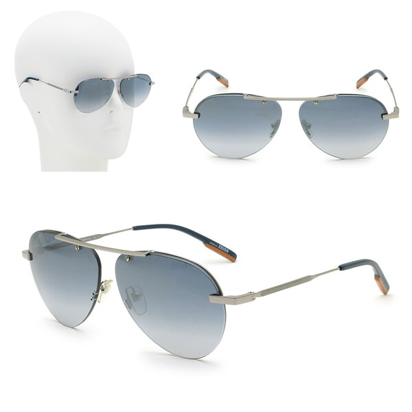 ゼニア サングラス ZEGNA EZ0117/S 14X 61 Ermenegildo Zegna エルメネジルド・ゼニア シルバー ネイビーグラデーション ノーズパッド UVカット
